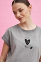 T-shirt bawełniany damski by Magda Danaj - Porysunki kolor szary szary RS24.TSD271