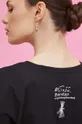 T-shirt bawełniany damski by Magda Danaj - Porysunki kolor czarny Damski