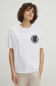 biela Bavlnené tričko dámske s elastanom z kolekcie Graphics Series biela farba
