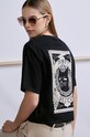 T-shirt bawełniany damski z domieszką elastanu by Zuzanna Kierenkiewicz „zzzuzzzz”, Grafika Polska kolor czarny okrągły czarny RS24.TSD451