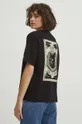 Bavlněné tričko dámské s elastanem z kolekce Graphics Series černá barva černá