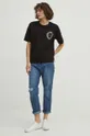 Bavlněné tričko dámské s elastanem z kolekce Graphics Series černá barva <p>95 % Bavlna, 5 % Elastan</p>