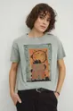 Bavlněné tričko dámské z kolekce Graphics Series tyrkysová barva Dámský
