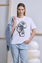 Bavlněné tričko dámské z kolekce Graphics Series bílá barva relaxed bílá RS24.TSD457