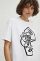 Bavlněné tričko dámské z kolekce Graphics Series bílá barva bílá