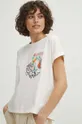 T-shirt bawełniany damski by Monika Kubiaczyk-Cygan, Grafika Polska kolor beżowy beżowy