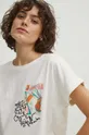 Bavlněné tričko dámské z kolekce Graphics Series béžová barva Dámský