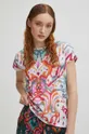 multicolor T-shirt bawełniany damski wzorzysty kolor multicolor Damski