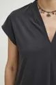szary T-shirt damski z domieszką elastanu gładki kolor szary