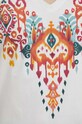 T-shirt bawełniany damski z nadrukiem kolor kremowy RS24.TSD507