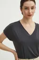 T-shirt damski z domieszką elastanu gładki kolor szary szary