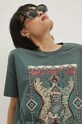 T-shirt bawełniany damski z nadrukiem kolor zielony zielony RS24.TSD603
