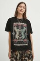 T-shirt bawełniany damski z nadrukiem kolor czarny RS24.TSD603 czarny RS24