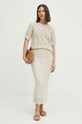 T-shirt damski ażurowy kolor beżowy RS24.TSD606 beżowy