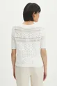 T-shirt bawełniany damski z domieszką elastanu ażurowy kolor beżowy 98 % Bawełna, 2 % Elastan