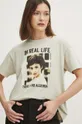 T-shirt bawełniany damski Twin Peaks kolor beżowy 100 % Bawełna