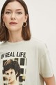 T-shirt bawełniany damski Twin Peaks kolor beżowy RS24.TSD658