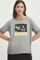 Bavlnené tričko dámske Pulp Fiction šedá farba sivá