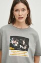 Bavlněné tričko dámské Pulp Fiction šedá barva RS24.TSD660 šedá