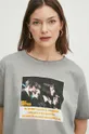 T-shirt bawełniany damski Pulp Fiction kolor szary Damski