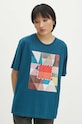 T-shirt bawełniany damski z nadrukiem z kolekcji Jerzy Nowosielski x Medicine kolor zielony RS24.TSD661 turkusowy RS24
