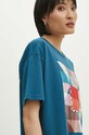 T-shirt bawełniany damski z nadrukiem z kolekcji Jerzy Nowosielski x Medicine kolor zielony turkusowy RS24.TSD661