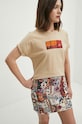 T-shirt bawełniany damski z kolekcji Jerzy Nowosielski x Medicine kolor beżowy RS24.TSD664 beżowy