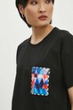 T-shirt bawełniany damski z domieszką elastanu z kolekcji Jerzy Nowosielski x Medicine kolor czarny RS24.TSD669 czarny