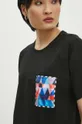 Bavlnené tričko dámske s prímesou elastanu z kolekcie Jerzy Nowosielski x Medicine čierna farba Dámsky