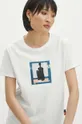 T-shirt bawełniany damski z kolekcji Jerzy Nowosielski x Medicine kolor biały Damski