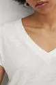 Ľanové tričko dámsky béžová farba Dámsky