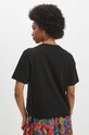 Odzież T-shirt bawełniany damski z domieszką elastanu z aplikacją kolor czarny RS24.TSD703 czarny