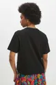 T-shirt bawełniany damski z domieszką elastanu z aplikacją kolor czarny Materiał główny: 95 % Bawełna, 5 % Elastan, Materiał dodatkowy: 100 % Poliester
