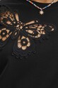 T-shirt bawełniany damski z domieszką elastanu z aplikacją kolor czarny RS24.TSD703 czarny