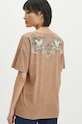Odzież T-shirt bawełniany damski z nadrukiem kolor beżowy RS24.TSD705 beżowy