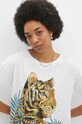 T-shirt bawełniany damski z nadrukiem kolor biały biały RS24.TSD706