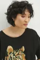 T-shirt bawełniany damski z nadrukiem kolor czarny Damski