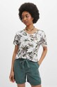 T-shirt bawełniany damski z domieszką elastanu wzorzysty kolor beżowy RS24.TSD711 beżowy RS24