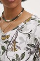 T-shirt bawełniany damski z domieszką elastanu wzorzysty kolor beżowy RS24.TSD711 beżowy