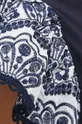 T-shirt bawełniany damski z domieszką elastanu z ozdobnym haftem kolor granatowy Damski