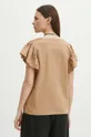 T-shirt bawełniany damski z ozdobną aplikacją kolor beżowy 100 % Bawełna