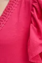T-shirt bawełniany damski z ozdobną aplikacją kolor różowy Damski