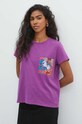 T-shirt bawełniany damski z nadrukiem z kolekcji Jane Tattersfield x Medicine kolor fioletowy RS24.TSD851 fioletowy RS24
