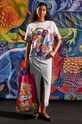 T-shirt bawełniany damski wzorzysty z kolekcji Jane Tattersfield x Medicine kolor biały RS24.TSD853 biały RS24