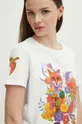 T-shirt bawełniany damski z domieszką elastanu z kolekcji Jane Tattersfield x Medicine kolor biały 95 % Bawełna, 5 % Elastan