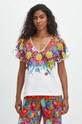 T-shirt bawełniany damski z kolekcji Jane Tattersfield x Medicine kolor biały RS24.TSD861 biały RS24