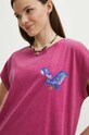 T-shirt bawełniany damski z kolekcji Jane Tattersfield x Medicine kolor różowy RS24.TSD863 różowy RS24