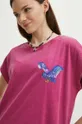 Bavlnené tričko dámske z kolekcie Jane Tattersfield x Medicine ružová farba ružová