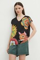 T-shirt bawełniany damski z kolekcji Jane Tattersfield x Medicine kolor czarny RS24.TSD864 czarny RS24