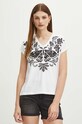 T-shirt bawełniany damski z nadrukiem kolor biały biały RS24.TSD903